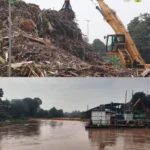 powerplus-group-excavator-in-indonesia-clearing-flood-rubbish
